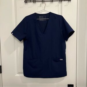 Figs Two-Pocket Navy Blue Scrub Top
